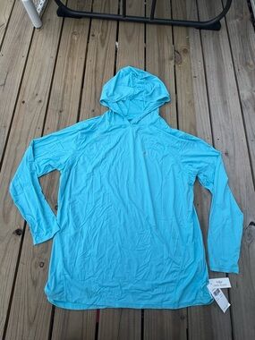 Men's Light Blue Hooded Swim Rash Guard